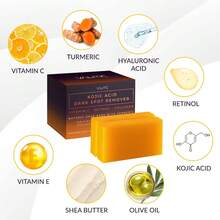 Kojic Acid Turmeric Soap, A Vegetable Soap Rich In Shea Butter Vitamin C, A Luxury Soap Bar, Enriched With Shea Butter, Suitable For Men, Women And All Skin Types - 黃色 - 查看 3