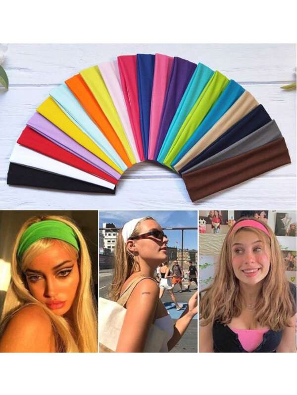 1 unidade/4 unidades/5 unidades/15 unidades de faixas de cabelo elásticas para ioga, faixas de cabelo esportivas e fitness, faixas de cabelo sólidas elásticas antiderrapantes em cores vibrantes para mulheres, presentes, viagens, acessórios para cabelo, lembrancinhas.