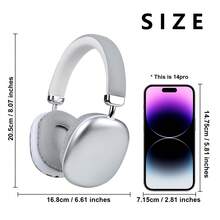 Gerripuer 全封闭式无线耳机，5.3智能芯片，Hi-Fi音质，360°环绕声，双配对，防抖，持久电池，时尚无线耳机 - 銀色 - 查看 3