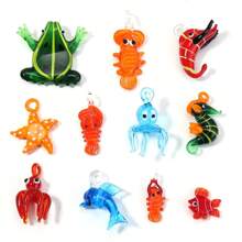 1 buc Pandantiv cu mărgele de sticlă lampwork multicolore, caracatiță, broască, căluț de mare, pește, serie de animale oceanice, accesoriu drăguț pentru bijuterii DIY
