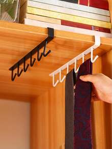 2pcs Hat Rack, Belt Hanger Organizer, Wardrobe Accessory Organizer With 6 Hat Hooks, Cabinet Clothes Storage Rack Without Drilling, Simple Hanging Organizer For Belts, Ties - متعدد الألوان - مشاهدة 1