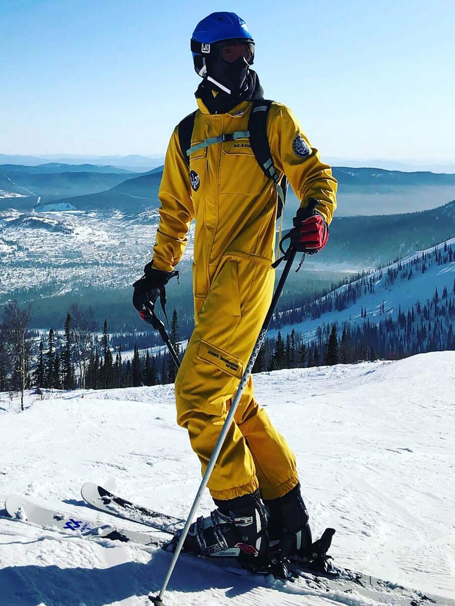 1 件女式冬季运动连体滑雪服，带拉链口袋防丢失设计滑雪服套装，冬季滑雪板和滑雪服，适合户外活动的运动服，冬季滑雪装备，加固结构，功能性滑雪设备，雪具，理想的户外连体滑雪服，滑雪服女式滑雪服