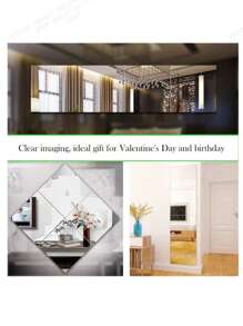 8pcs Acrylic Square Mirror Wall Stickers - Self-Adhesive, No Power Needed, Suitable For Home Gym, Bedroom Vanity And Decoration