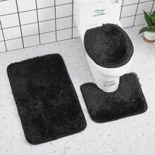 Juego de 3 piezas de alfombras de baño que incluye alfombra de baño, alfombra contorneada y tapa de inodoro, lavable a máquina, de microfibra súper suave y antideslizante con respaldo antideslizante, decoración de baño para el hogar en color rosa, alfombra de piso, alfombra de entrada, decoración de otoño, accesorios de baño, decoración de entrada para volver a la escuela