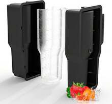 Ice Cube Tray Silicone Ice Mold For 40 Oz Tumbler Hollow Cylinder Design With Lid And Bin Perfect Fit For Cup H2.0 Reusable Ice Tray,7798483 - 黑色 - 查看 5