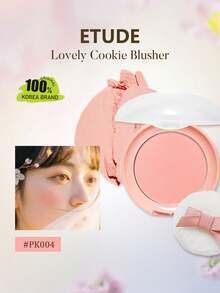 ETUDE Lovely Cookie 腮红 PK004 蜜桃泡芙薄脆，粉质细腻，质地柔滑，打造自然红润妆效，持久显色，提亮肤色，日常妆容，甜美少女风，韩妆，4克/0.14盎司 - PK004 Peach Choux Wafers - 查看 1