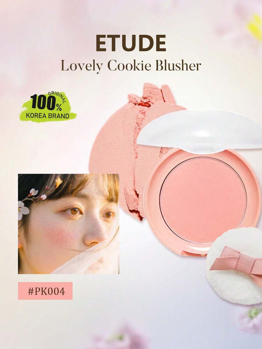ETUDE Lovely Cookie 腮红 PK004 蜜桃泡芙薄脆,粉质细腻,质地柔滑,打造自然红润妆效,持久显色,提亮肤色,日常妆容,甜美少女风,韩妆,4克/0.14盎司 - PK004 Peach Choux Wafers - 查看 1