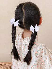 10个/40个经典纯色蝴蝶结发夹，适合女孩，有白色/红色/藏青色/黑色可选，休闲简约的返校季发饰 - 彩色 - 查看 2