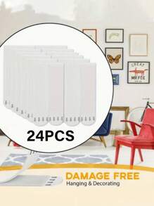 48/24pcs Heavy-Duty Polyamide Picture Hanging Strips, Non-Destructive Adhesive Hanging Rings, Suitable For Drywall, Perfect For Photos And Christmas Decorations, Ideal For The Holiday Season, No-Drill Picture Hanging Strips, Double-Sided Removable Wall Hooks, Suitable For Frames And Artwork