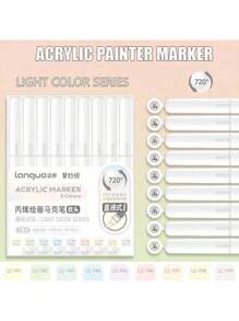 Languo 240/192/96 Colors Straight Liquid Soft-Bristled Acrylic Marker Pen, Student Art Professional Painting And Drawing Filling Color Brush, Diy Graffiti Painting Character Skin Color Pen, Skin Beauty Pen, Waterproof And Stackable Color Acrylic Marker Pen That Can Paint Wood/Stone/Glass , Back To School Gifts
