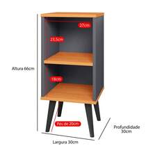 Bedside Table With Niche, Toothpick Legs, Retro Charming Bedroom Bed - Xám - Xem 5