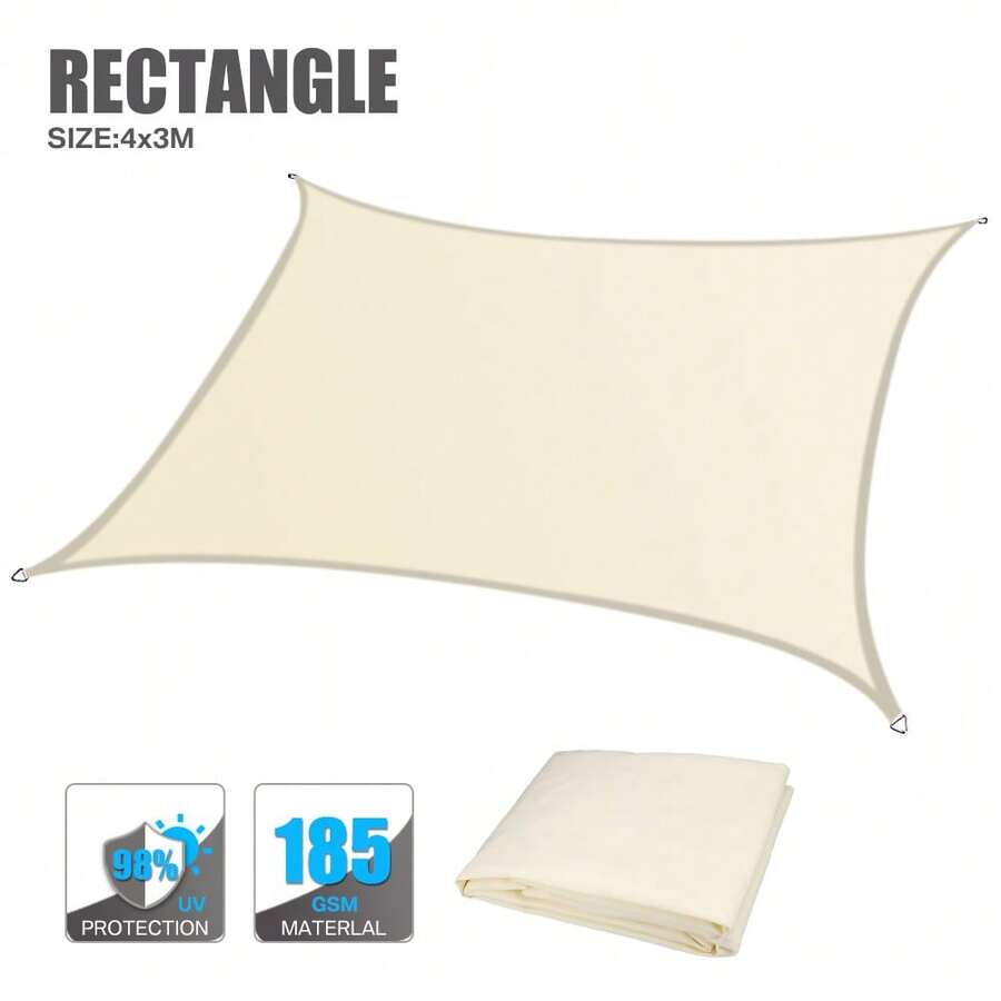 Sun Shade Sail Rectangle Square Waterproof 98% UV Block Awning Shade Sails Canopy Sunscreen Cover Tents For Patios Garden Swimming Pool Outdoor Camping - 米色 - 查看 1
