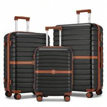 Suitcase 20 24 28 Inch Cabin Carry On Check In ABS PC Hard Shell Spinner Wheels Lock Small Medium Large Travel Luggage Set For Holiday Family - Black - View 2