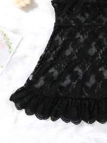 情趣内衣女镂空性感修身印花蝴蝶结蕾丝吊带裙睡裙情趣内衣睡衣性感内衣服装情趣内衣裙 - 黑色 - 查看 5