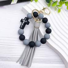 EBUDAE 1pc Silicone Cross Beaded Bracelet Keychain, Creative Wristband Keyring Accessory For Women, Girlfriend Gift, Sister Gift, Mother's Day Gift, Suitable For Daily Wear - Multicolor - View 13