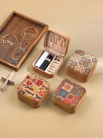 One-Piece Vintage-Style Jewelry Organizer Box - Made Of Faux Leather, Compact And Exquisite, With Multiple Compartments To Store Rings, Necklaces, Earrings, And Bracelets - An Ideal Mother's Day Gift, Jewelry Box, Or A Gift For Your Wife, Friend, Elder, Or Daughter For The Back-To-School Season.