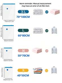 1/5/10pcs, Extra Large Vacuum Transparent High Quality Compression Storage Bags, Portable Storage Bags For Travel Essentials, Clothes, Bedding, Blankets, Bedding, Etc. Manual Vacuum Pump Compression Bag Set, No Electricity Required, Transparent Vacuum Compression Storage Bags - Multicolor - View 3