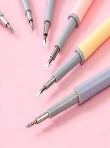 3 Pieces Of Manual Retractable Key Word Cutting Knife And Pen - Morandi Craft Tool, With Replaceable Blades Suitable For Scrapbooking, Business Card Printing, DIY Paper Art, Scrapbooking Supplies, Precision Cutting Tools, Ergonomic Design, (Color And Style Random) - Multicolor - View 3