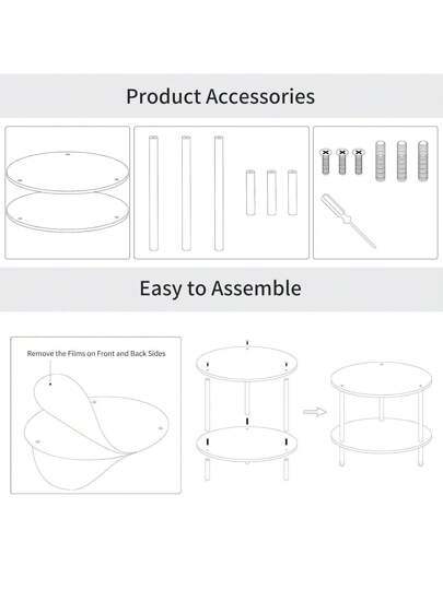 1pc Acrylic Transparent Detachable Coffee Table, Round Tafel Furniture Living Room, Multifunctional Bedside Cabinet Side Small Spaces, Bedroom, Study view 2