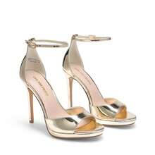 Women Sexy High Stilettos Heeled Sandals Ankle Strap Open Toe Party Summer Sandals, Fashion Dress Shoes Wedding Bridal Pumps Sandals - 金色 - 查看 7