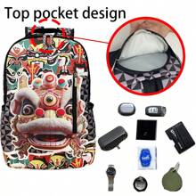 时尚男女通用背包，图案精美，大容量设计，适合高中生、大学生、户外旅行、通勤、校园使用，卡通风格，是送给朋友或孩子的圣诞礼物。 - 彩色 - 查看 8