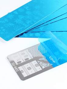 1/2/3/4/6 件套冬季圣诞美甲模板，含美甲印章、刮刀、圣诞雪花、驯鹿、圣诞树、时钟、雪人图案美甲模板、冬季美甲烫印板设计 DIY 美甲工具 - 銀色 - 查看 3