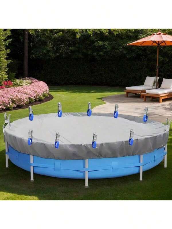 6 pezzi di fermi per copertura della piscina in acciaio inossidabile con manici in plastica blu, resistenti al vento, molla durevole, adatti per coperture per piscine, stendini per biancheria e usi fotografici