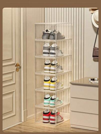 Scatola trasparente pieghevole per scarpe, portascarpe salvaspazio per organizzare scarpe, snack e collezioni, scatola di plastica magnetica anti-polvere, organizer per scarpe, Natale