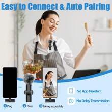 Wireless Lavalier Microphone For Phone IPad TypeC Lapel Mics Plug-Play 2.4G Ultra-Low Delay Built-In Noise Reduction Chip Working Time For Video Recording Interview Podcast Vlog