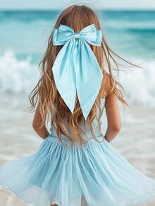 Conjunto de 3 pinzas para el cabello con moños azules, beige y azul claro. Pinzas para el cabello con moños lindos, de listón, satinados y de gran tamaño con cola larga, accesorios para el cabello para niñas y adolescentes, apropiados para usar diariamente en múltiples ocasiones. - Multicolor - Ver 4