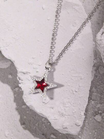 复古哥特朋克水钻星形项链，男女通用