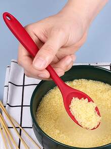 1pc, Integrated Silicone Kitchenware, Kitchen Cooking Spoon, Thick Spoon, Rice Spoon, Small Colander, Salad Spoon, Stirring Salad More Tableware, Kitchen Accessories, Kitchen Appliances, Kitchen Gadgets, Kitchen, Kitchen Stuff