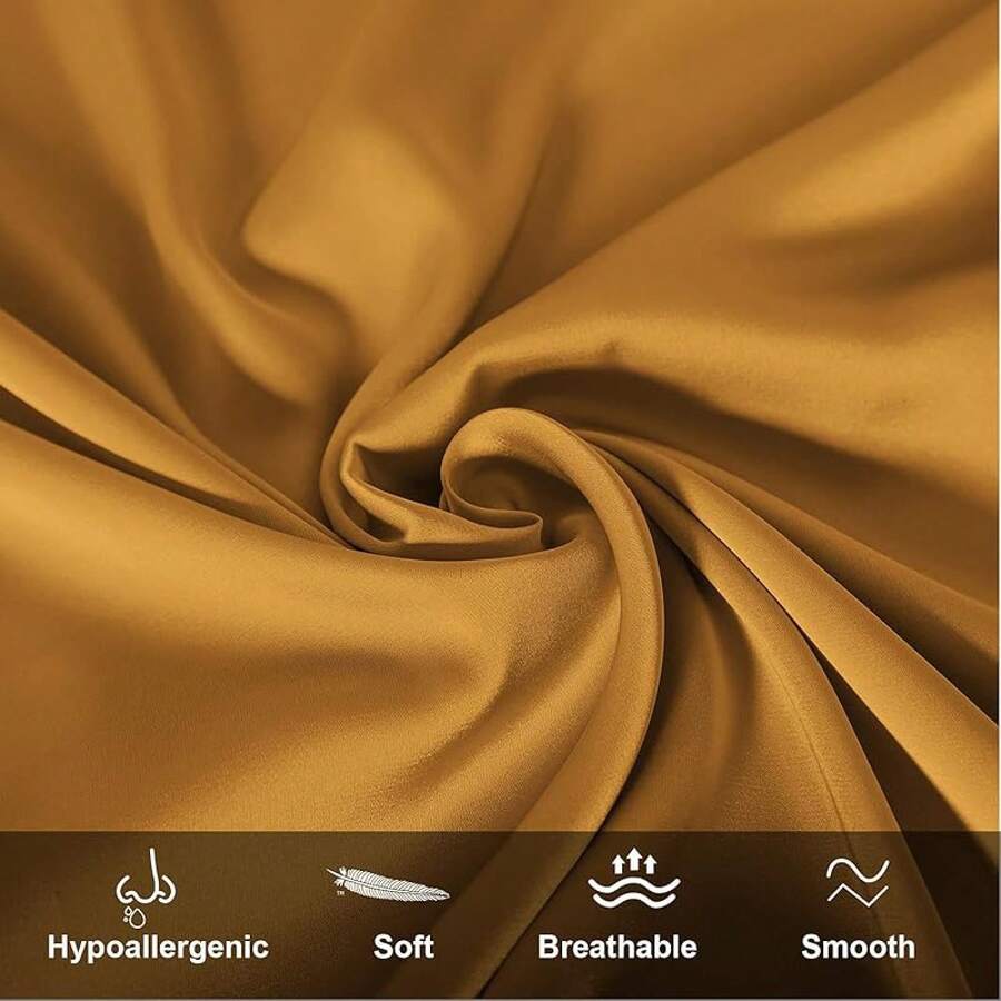 Funda de almohada de seda de morera para cabello y piel, funda de almohada de seda refrescante con cierre oculta, a prueba de alérgenos, de doble cara, suave, transpirable, suave, para mujer (azul - dorado - Ver 1