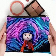 1 件，万圣节恐怖电影“Button Mom”图案印花化妆包 - 黑暗学院风格可重复使用药包，电影爱好者卡通美学铅笔袋化妆包，旅行和化妆品收纳袋 - 适合学校、家居装饰、珠宝收纳、零食袋、9 英寸 * 6 英寸旅行必需品假期暑假返校学校用品袋女士旅行包化妆包