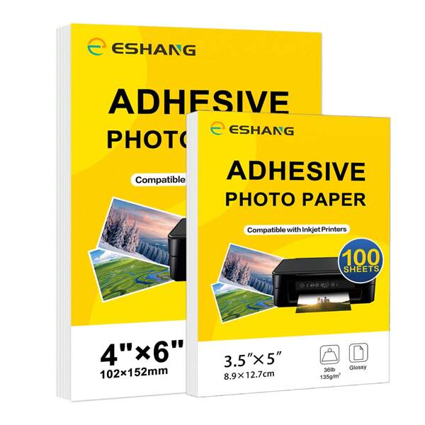 Papel fotográfico autoadesivo brilhante para impressora jato de tinta, 3,5 x 5 polegadas/4 x 6 polegadas, 100 folhas, 135 g/m², 36 lb, consumíveis