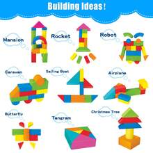 幼儿泡沫积木，EVA软质堆叠拼装玩具套装，大号软积木，适合学龄前儿童，益智拼图玩具，3-6岁儿童（男孩女孩皆宜），生日礼物，拼装玩具，积木工具套装，建筑套装，亲子互动，生日和节日礼物，返校礼物，圣诞节和万圣节礼物 - 彩色 - 查看 4