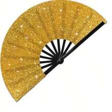 1 件女士闪光手扇，大型派对风格折扇，生日主题表演和节日舞蹈礼物，散装，节日手扇 | 闪亮设计 | 时尚配饰，生日派对装饰