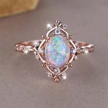 Princess Exquisite Synthetic Opal Natural Stone Ring Ladies Wedding Ring Bridal Ring Engagement Ring Wedding Ring Suitable For Weddings Engagement And Daily Wear Anniversary Gifts Valentine's Day Gifts - Hoa hồng vàng - Xem 6