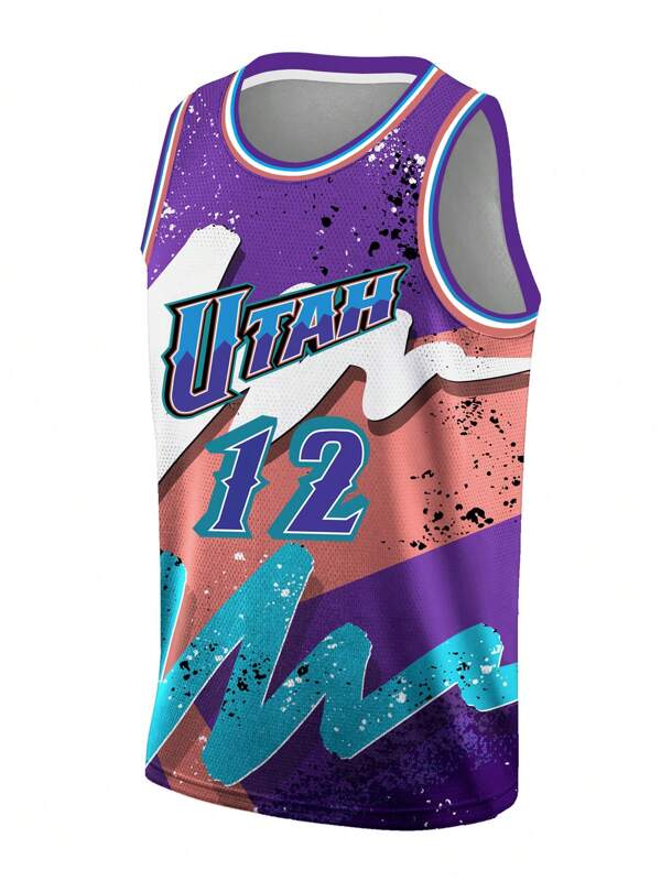 Maillot de basket brodé pour hommes 12 violet, débardeur décontracté à col en V, Top de sport pour fête