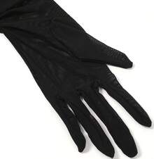 Women's Long Stretchy Ruched Mesh Tulle Sheer Gloves Costume Opera Party 1920's Dance Gloves