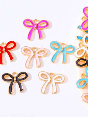 10 件/包彩色油滴蝴蝶结吊坠 DIY 工艺耳环、项链、手链、珠宝配饰