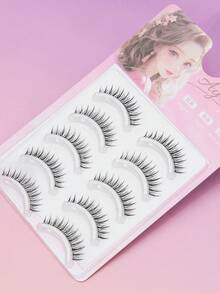 AYRMILLA 5对装自然假睫毛，蓬松柔软，3D水貂毛材质，纤长顺滑，适合日常工作和会议佩戴，自然舒适，手工制作，打造持久自然妆效，浓密纤长，条状假睫毛 - 自然纖長款 - 查看 8