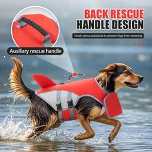 Dog Life Jacket, Tear-Resistant Material, Shark Pattern, Adjustable, High Buoyancy, Durable Rescue Handle, Suitable For Small, Medium And Large Dogs - Multicolor - View 5