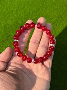 1pc/Wealthy And Abundant Stretching Jewelry - 10mm Glass Crystal Stone, Unisex, Attracts Wealth And Good Luck, October Birthstone, Suitable For Daily And Gift Occasions, - Suitable For All Seasons(No Tags)