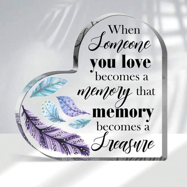 Acrylic Heart Shaped Sculpture, Sympathy Gift For Mourning Lost Loved Ones, Commemorative Or Home Desk Decor
