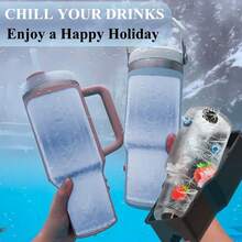 Ice Cube Tray Silicone Ice Mold For 40 Oz Tumbler Hollow Cylinder Design With Lid And Bin Perfect Fit For Cup H2.0 Reusable Ice Tray,7798483 - 黑色 - 查看 7