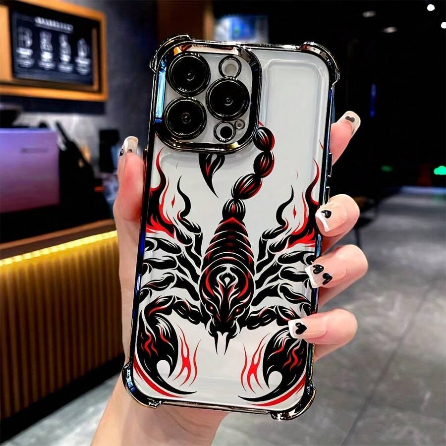 Funda de Teléfono Rey Escorpión Negro Rojo para 17 16 15 14 13 12 11 Pro X XR XSMAX 8 Plus, Cubierta Trasera Transparente Suave a Prueba de Golpes - Colores mixtos - Ver 1