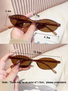 1 件椭圆形小框时尚女士眼镜，棕色夏季时尚眼镜，男女通用复古时尚眼镜，Y2K 街头潮流，适合驾驶、礼物、海滩派对、度假椭圆形太阳镜 - 彩色 - 查看 5