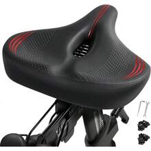 Asiento de bicicleta extragrande para bicicleta Peloton y bicicleta +, asiento de bicicleta cómodo de repuesto para hombres y mujeres, sillín ancho compatible con accesorios Peloton, ejercicio, - Rojo - - Ver 5