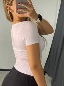 Kit Of 3 Basic Suplex Blouses, Square Neckline, Short Sleeve, Lined - 白色/米色/棕色 - 查看 6